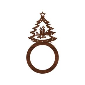 Porta Guardanapo árvore De Natal Kit Com 4 Peças 4,5cmx8,5cm - Cria Arte Laser Madeira Escuro