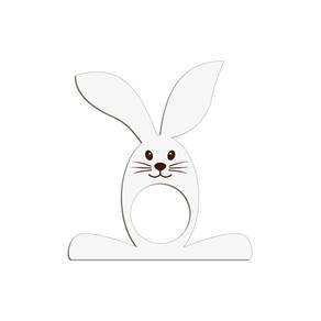 Porta Guardanapo Coelho Com Carinha 9cmx9,8cm Kit 4 Peças - Cria Arte Laser Branco
