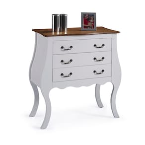 Cômoda Bombê 1023 Linz Móveis com 3 Gavetas Branco/Imbuia Glazer
