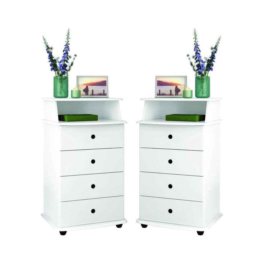 Kit de 2 Mesas de Cabeceira Lux ll Branco