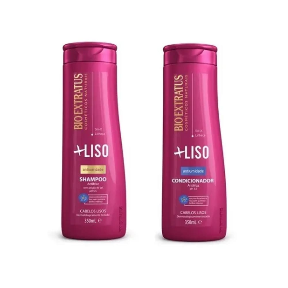 Kit +Liso Shampoo E Condicionador 350ml Bio Extratus 2 produtos