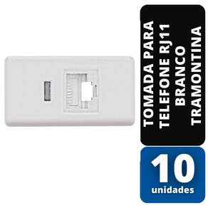KIT C/ 10 Tomada Para Telefone Rj11 Branco Tramontina