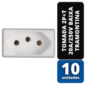KIT C/ 10 Tomada 2P+T 20A/250V Baixa Tramontina