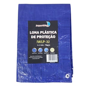 Lona Plástica Impermeável 3x2 Metros Reforçada Multiuso Capa c/ Ilhós Camping Azul Importway Iwlp-32