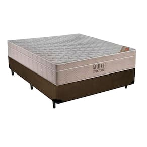 Cama Box Casal Sintético + Colchão Casal Ortobom Airtech Molas Ensacadas 65x138x188 Marrom