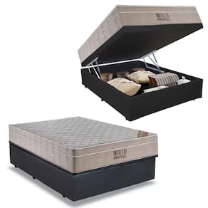 Cama Baú Casal Sintético + Colchão Casal Ortobom Airtech Molas Ensacadas 65x138x188