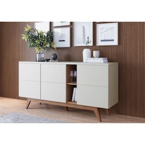Buffet 3 Portas com Adega Noronha Off White Matte/Freijó