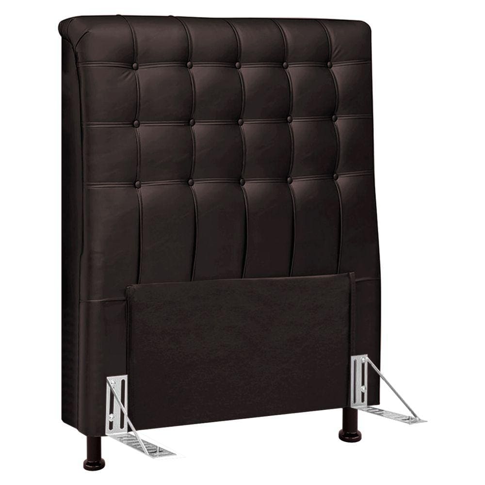 Cabeceira Cama Box Solteiro Ciara 90cm Botonê com Frame Suede Marrom - Desk Design