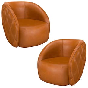 Kit 2 Poltronas Decorativa para Sala 90cm Tressê Zion M22 Sintético Caramelo - Mpozenato