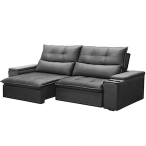 Sofá Retrátil Reclinável 3 Lugares 210cm Moritz F05 Veludo Grafite - Mpozenato