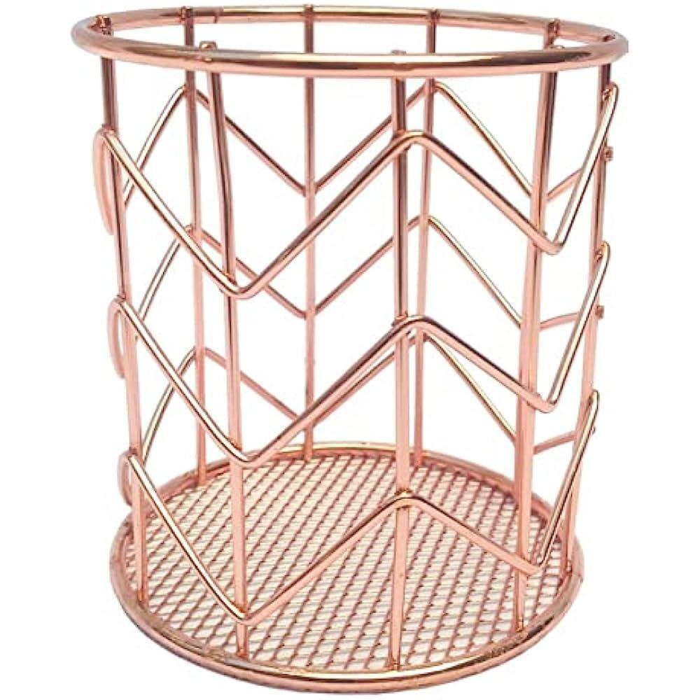Organizador Aramado Redondo Metalizado Rose Gold 10X9Cm De