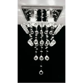 Lustre De Cristal Para Sala E Quarto, Com Base Inox 30x30cm