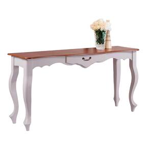 Aparador de Sala 136cm com Pés Luis XV e 1 Gaveta 70811 Linz Móveis - Off White/Imbuia