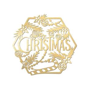 Hexágono De Natal 32cmx30cm - Cria Arte Laser Dourado