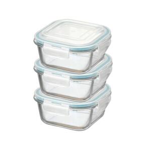 Pote Hermético de Vidro Quadrado c/ Trava Kit 3 Pçs 800ml