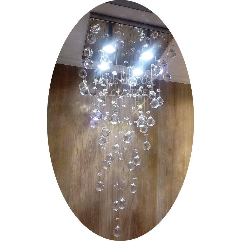 Lustre De Cristal P/ Sala,base De Inox 30x30cm Legítimos K9
