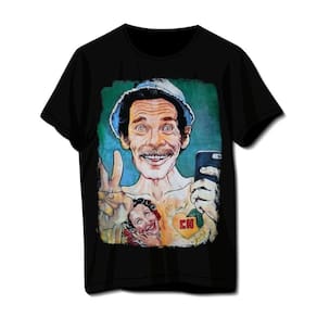 Camiseta Chaves Sr Madruga Preta Unissex Seu Madruga Turma do Chaves