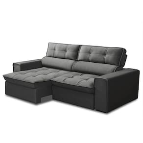 Sofá Retrátil Reclinável 3 Lugares 220cm Blanches F05 Veludo Grafite - Mpozenato