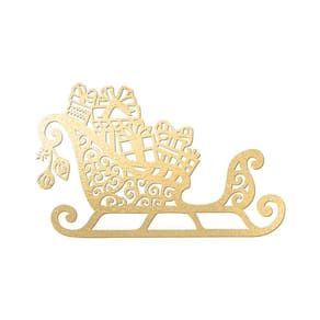 Arte Trenó De Natal 30cmx19cm - Cria Arte Laser Dourado