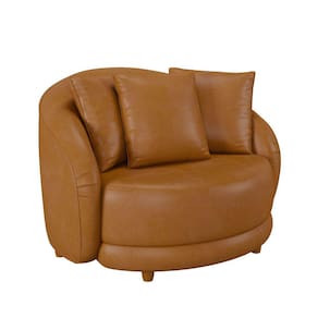 Poltrona Decorativa para Sala 122cm Pés Madeira Kaly M22 Sintético Caramelo - Mpozenato