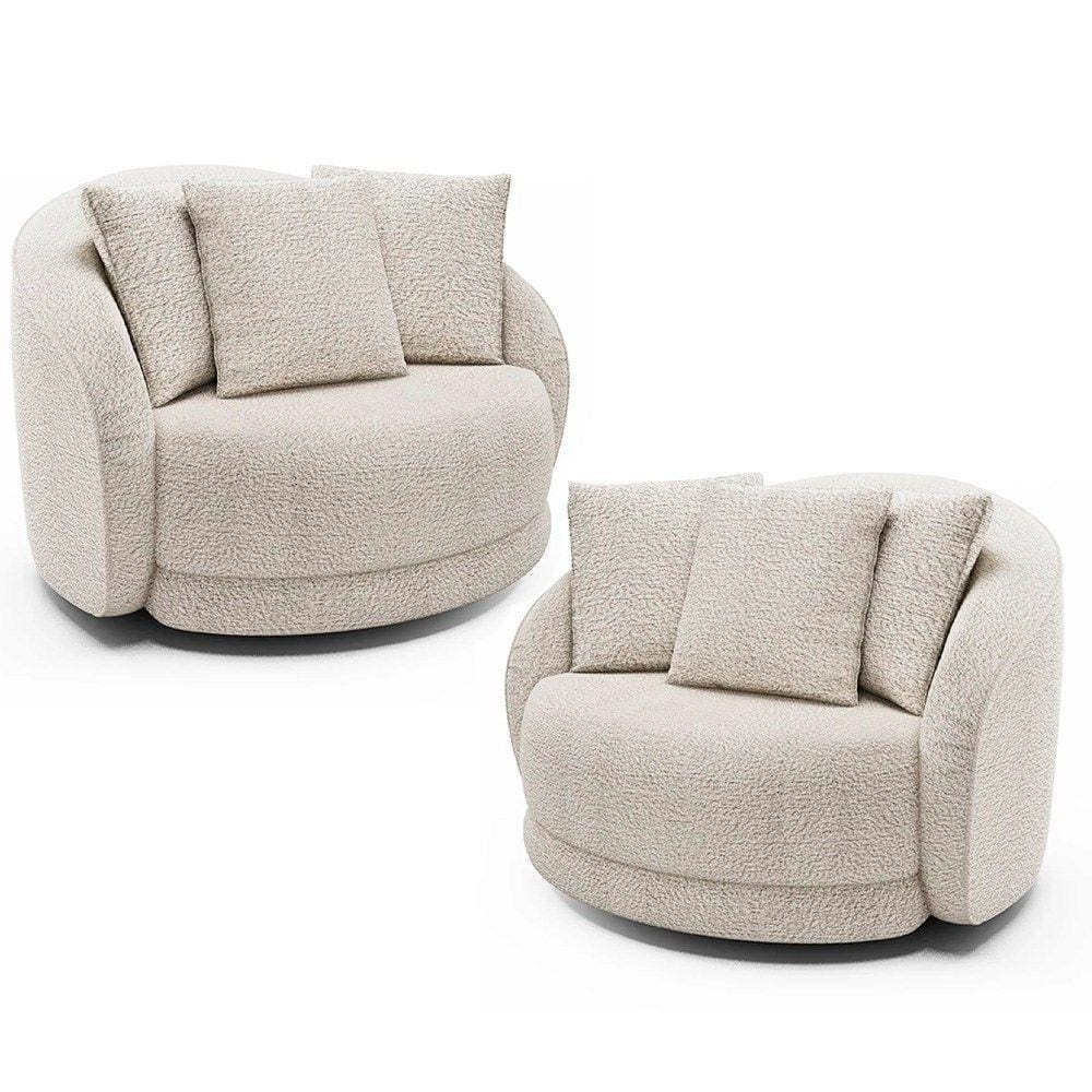 Kit 2 Poltronas Decorativa Giratória para Sala Kaly M22 Bouclê Branco - Mpozenato
