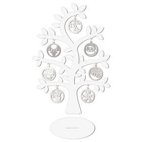 Árvore Branca Com Bolinhas De Natal 28cmx40cm - Cria Arte Laser Prata