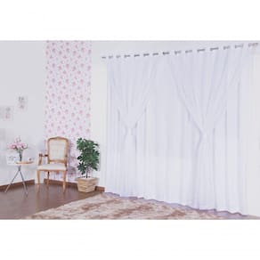 Cortina Para Sala Ou Quarto Microfibra Com Voil 3,00 Branca
