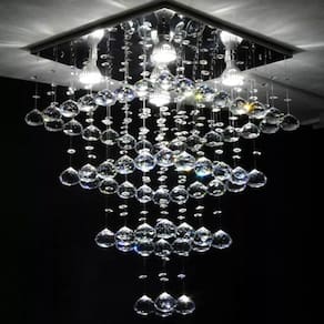Lustre De Cristal P/ Sala De Jantar/estar Base Inox 38x38cm