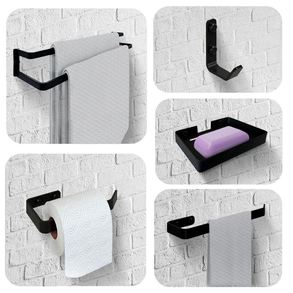 Acessórios Banheiro 5 Peças Toalheiro Duplo Supremo 60Cm