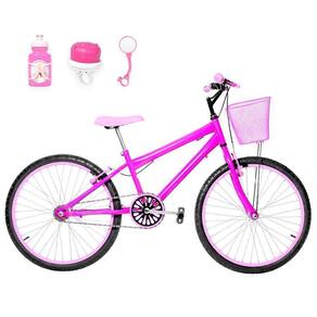 Bicicleta Infantil Feminina Aro 24 Alumínio Pink E Rosa