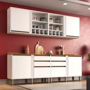 Cozinha Compacta 4 Peças 6 Portas 4 Gavetas Pérola Sallêto Móveis - Branco