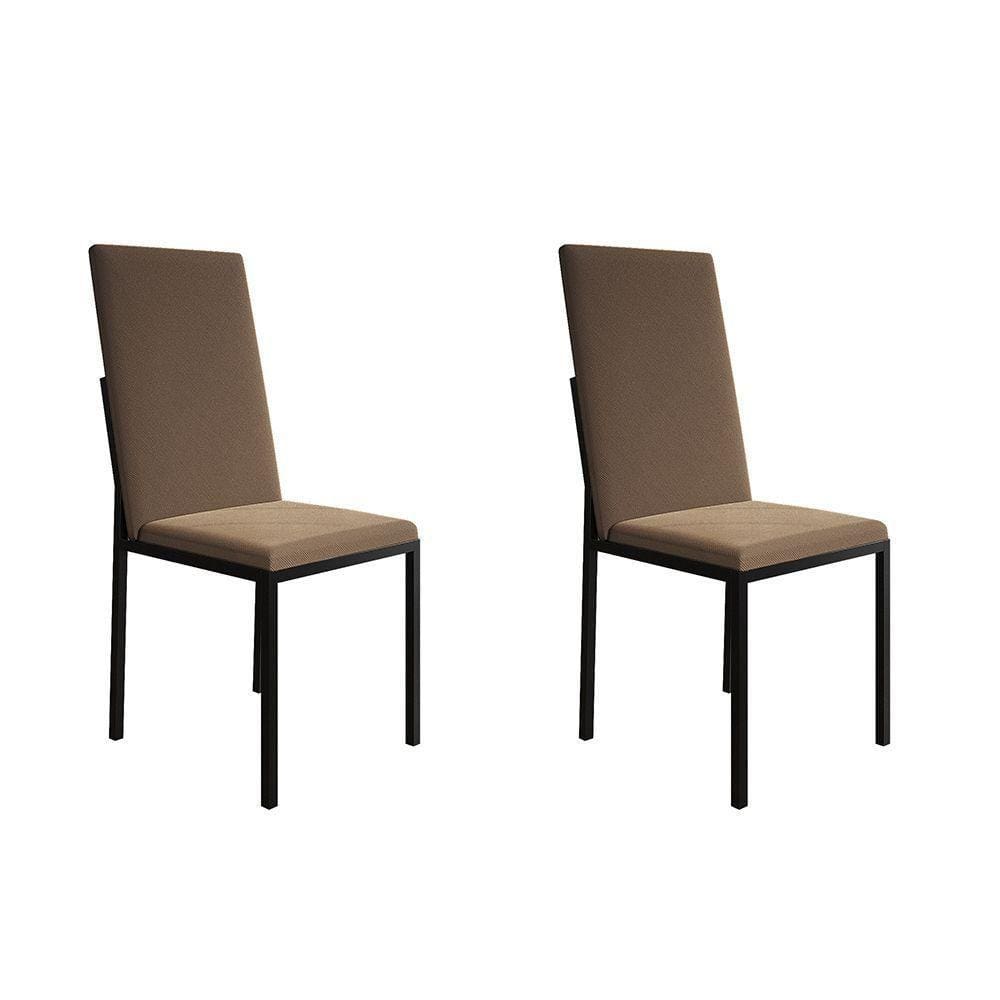 Kit 2 Cadeiras De Jantar Estofadas Mônaco Premium Marrom - Cor: Preto