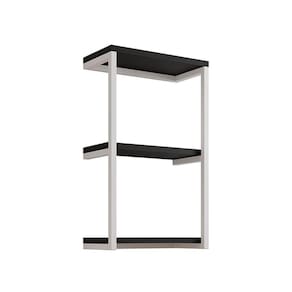 Nicho De Parede Industrial 3 Prateleiras Milão - Branco E Preto - Cor: Branco