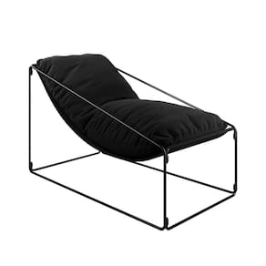 Espreguiçadeira Industrial Luxo Arpoador Com Almofada Preta - Cor: Preto