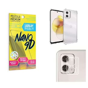 Kit Capinha Moto G73 + Película De Câmera + Película 9D