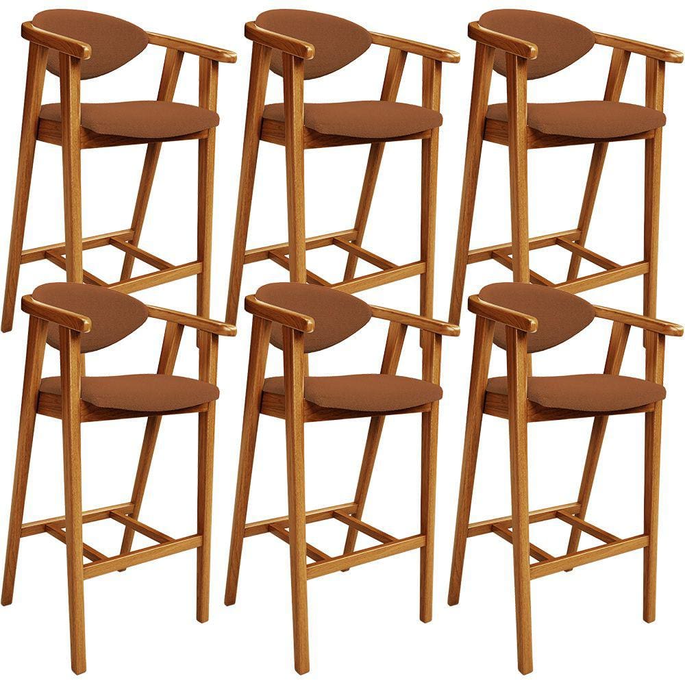 Kit 06 Banquetas Alta Cozinha Bancada Bar Sala de Jantar Fixa Cecília L02 Bouclê Terracota - Lyam