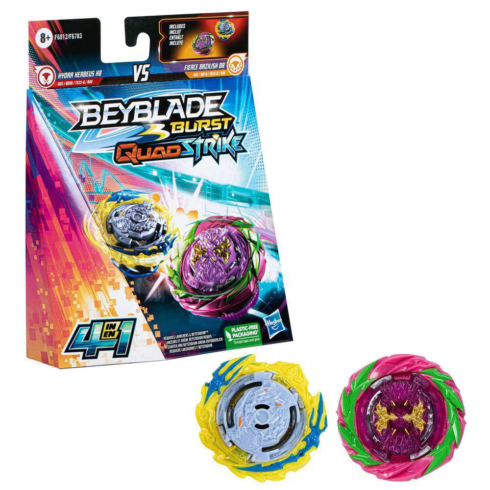 Beyblade C/ Lançador Burst QuadStrike Pião Chain Kerbeus K8