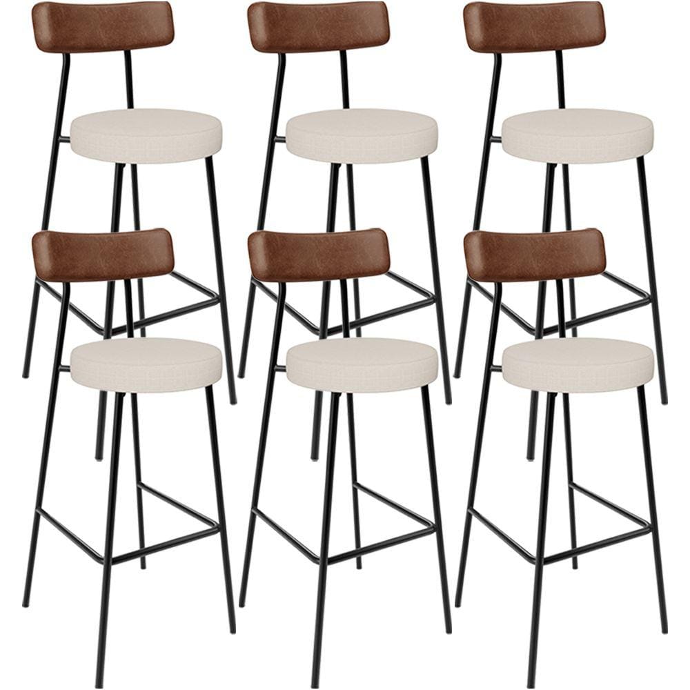 Kit 06 Banquetas Alta Cozinha Bar Sala De Jantar Milão L02 Couríssimo Marrom Linho Cru - Lyam Decor