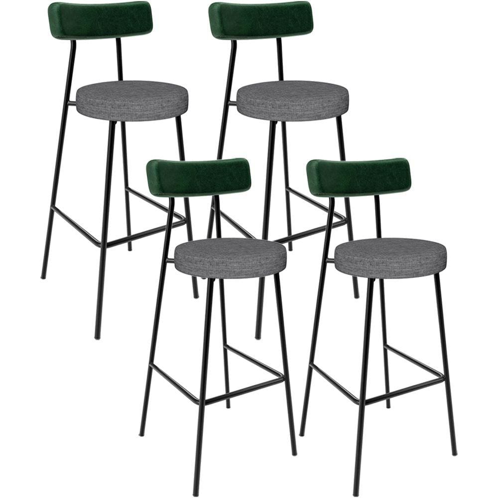 Kit 04 Banquetas Alta Bar Cozinha Sala Jantar Milão L02 Facto Verde Linho Cinza Escuro - Lyam Decor