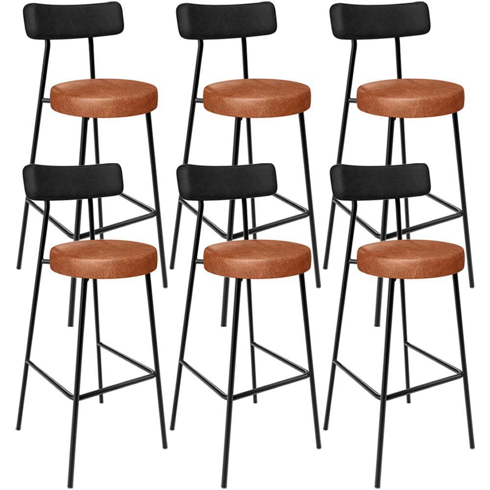 Kit 06 Banquetas Alta Bar Cozinha Jantar Milão L02 Em Aço Couríssimo Preto Camel - Lyam Decor