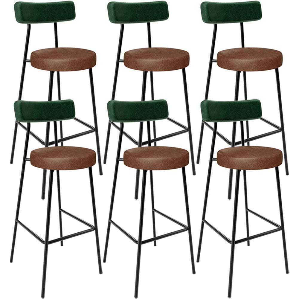 Kit 06 Banquetas Alta Cozinha Sala De Jantar Milão L02 Facto Verde Couríssimo Marrom - Lyam Decor