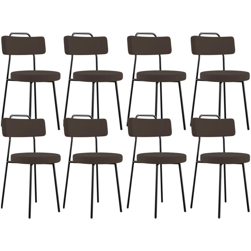 Kit 08 Cadeiras Decorativas Estofada Para Sala De Jantar Barcelona L02 Suede Marrom - Lyam Decor