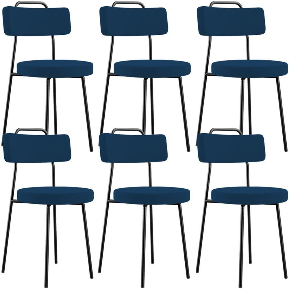 Kit 06 Cadeiras Decorativas Estofada Sala De Jantar Barcelona L02 Suede Azul Marinho - Lyam Decor