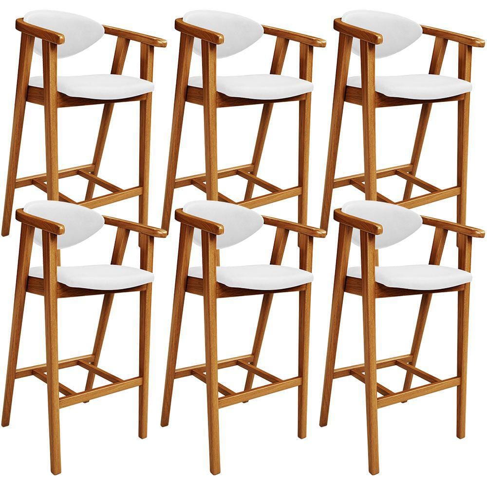 Kit 06 Banquetas Alta Para Cozinha Bancada Bar Sala de Jantar Fixa Cecília L02 Facto Branco - Lyam