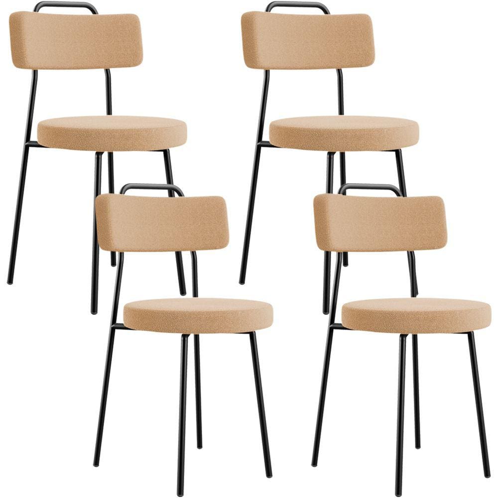 Kit 04 Cadeiras Decorativas Estofada Para Sala De Jantar Barcelona L02 Bouclê Mostarda - Lyam Decor