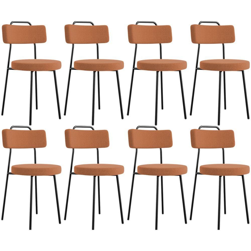 Kit 08 Cadeiras Decorativas Estofada Sala De Jantar Barcelona L02 Bouclê Terracota - Lyam Decor