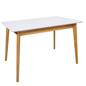 Mesa de Jantar 120x80cm Tampo MDF Laca Dallas Branco/Nozes