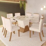 Conjunto Sala De Jantar Nápoles Tampo Vidro/MDF com 8 Cadeiras Luísa Smart  Plus Cel Móveis