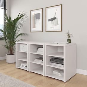 Conjunto Home Office 3 Módulos com Prateleiras CabeCasa MadeiraMadeira Branco