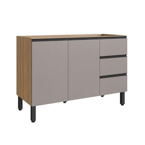 Balcão para Pia 120cm 2 Portas 3 Gavetas Montana/Fumê